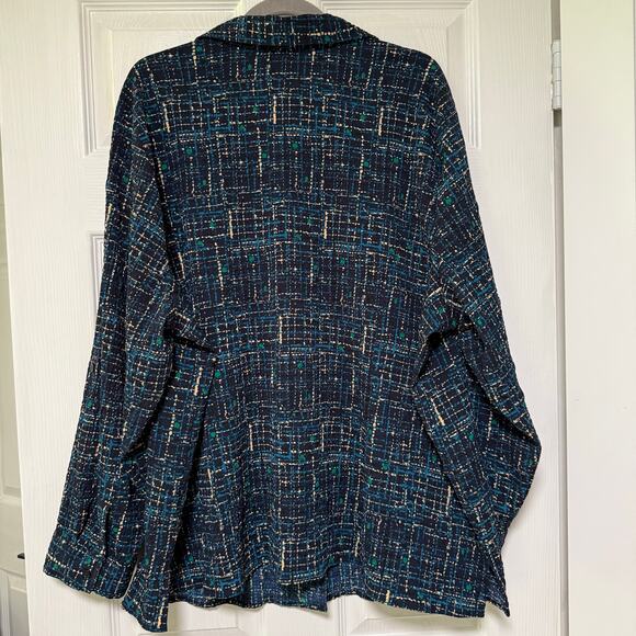 Catherines Women's Abstract Print Button Down Roll Tab Sleeve Top Size 2X - Picture 12 of 14